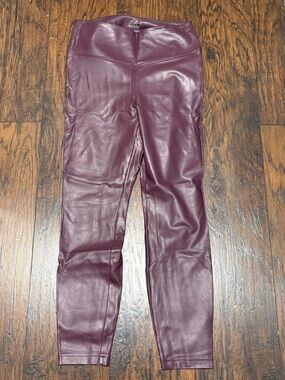 WHBM Faux Leather Runway Leggings Burgundy Size